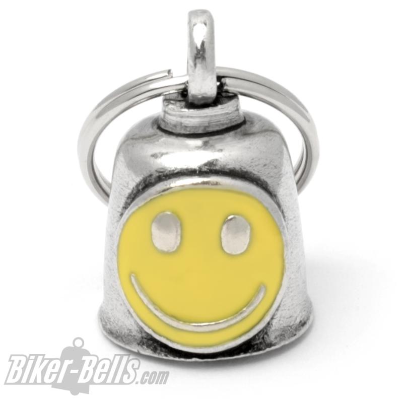 Biker-Bell mit gelbem Smiley Emoji Gremlin Bell Motorrad-Glöckchen Glücksbringer